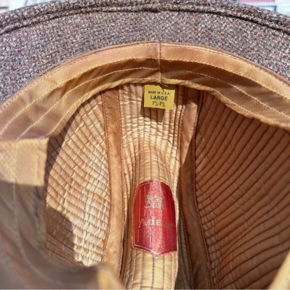 Vintage Adam New York wool hat fedora tweed feathers grandpacore neutral​ chic - Picture 3 of 5
